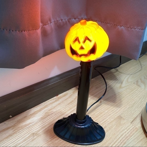 Vintage Other - Vintage Pumpkin Plastic Blow Mold Light Candle Stick Orange Black